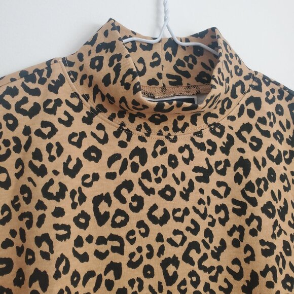 KAREN SCOTT for Macy's Leopard Print Mock-Turtleneck Top 60% cotton Size Small - Picture 2 of 6